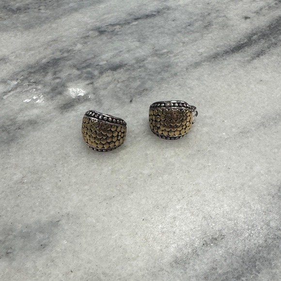 Gold and Silver Textured Clip On Earrings - Picture 1 of 2